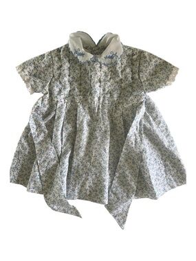 Vintage Polly Flinders Hand Smocked Floral Dress 24 Months Embroidered Collar